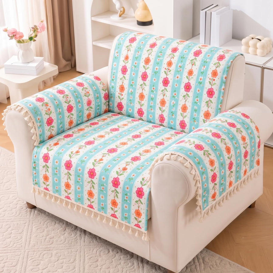 AAGAN Series 1 Seater Sofa Cover Set with Frill - Rimjhim
