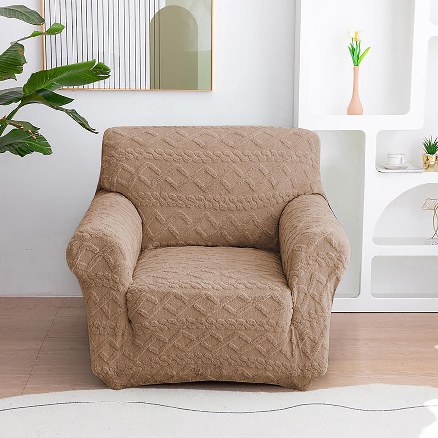 Universal Thick 280 GSM Jacquard Sofa Cover (Tan)