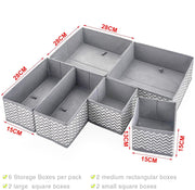 Set of 6 Foldable Storage Box Drawer Divider Organizer Basket Bins