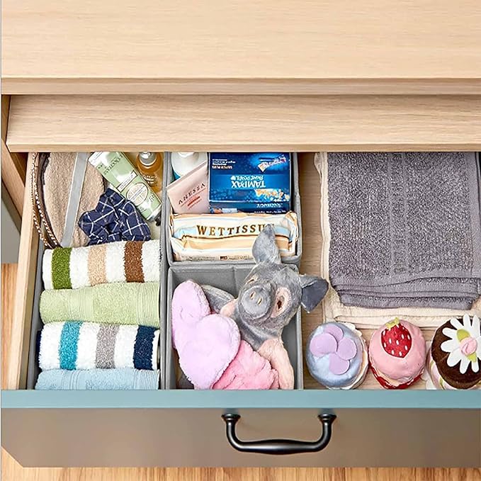 Fabric Utensils Storage Box Set Of 4 (3 Box + 1 Slot Organizer)