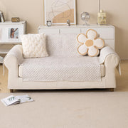 Quilted Printed Sofa Cover for Indian Sofa Set – Washable (Beige Stem)