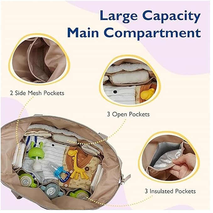 Large Capacity Diaper Bag Tote Handbag with Pacifier Case – Stylish Travel Nappy Bag for Mom & Dad