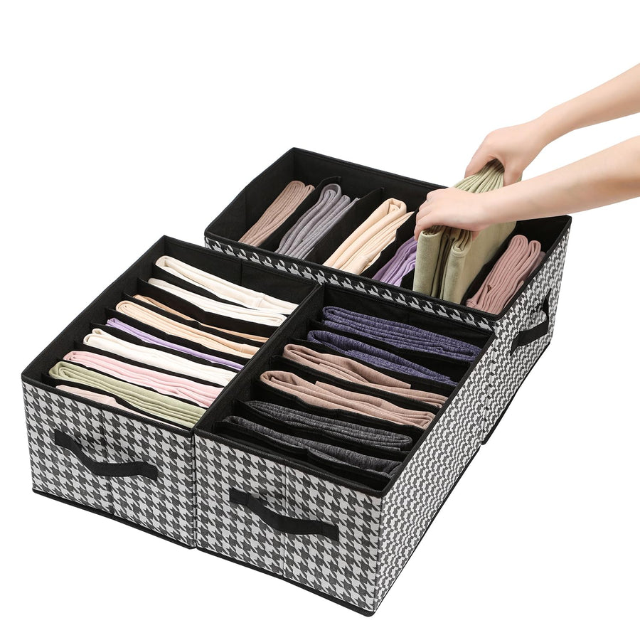 Wardrobe Clothes Organizer Closet Drawer Organizers Set of 3 (6+7+9 Grids)