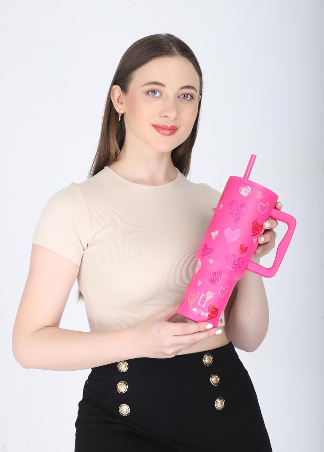 Stainless Steel Vacuum Insulated Tumbler with Straw and Lid & Handle - (1200 ML)