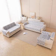 Quilted Printed Sofa Cover for Indian Sofa Set – Washable (Grey Loop)