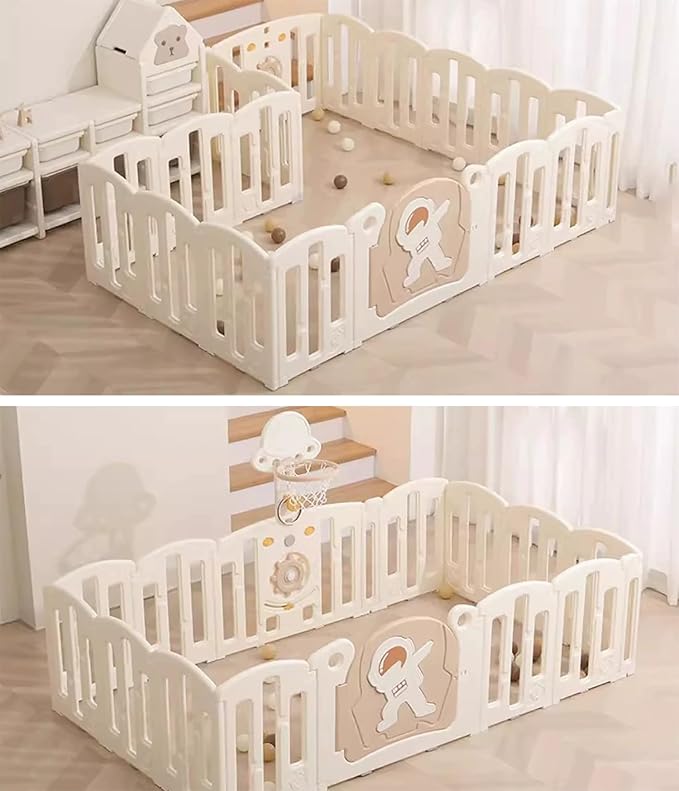 Baby Playpen Foldable & Sturdy Play Yard 30 Square Feet (16 Panel, Astronaut)
