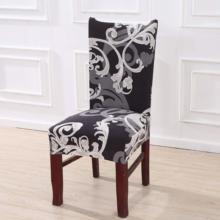 Printed Chair Cover(Grey Flower Pattern)