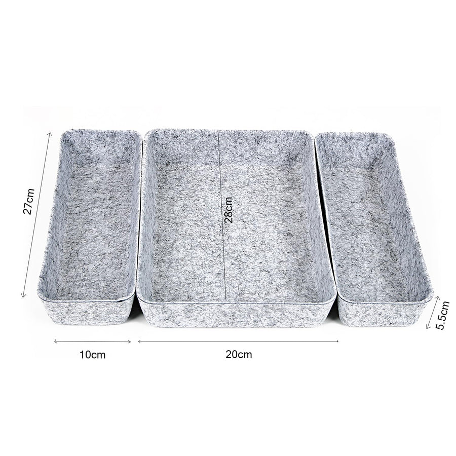 Felt Drawer Organizer, Rectangle Set of 3 Drawer Organizers Tray