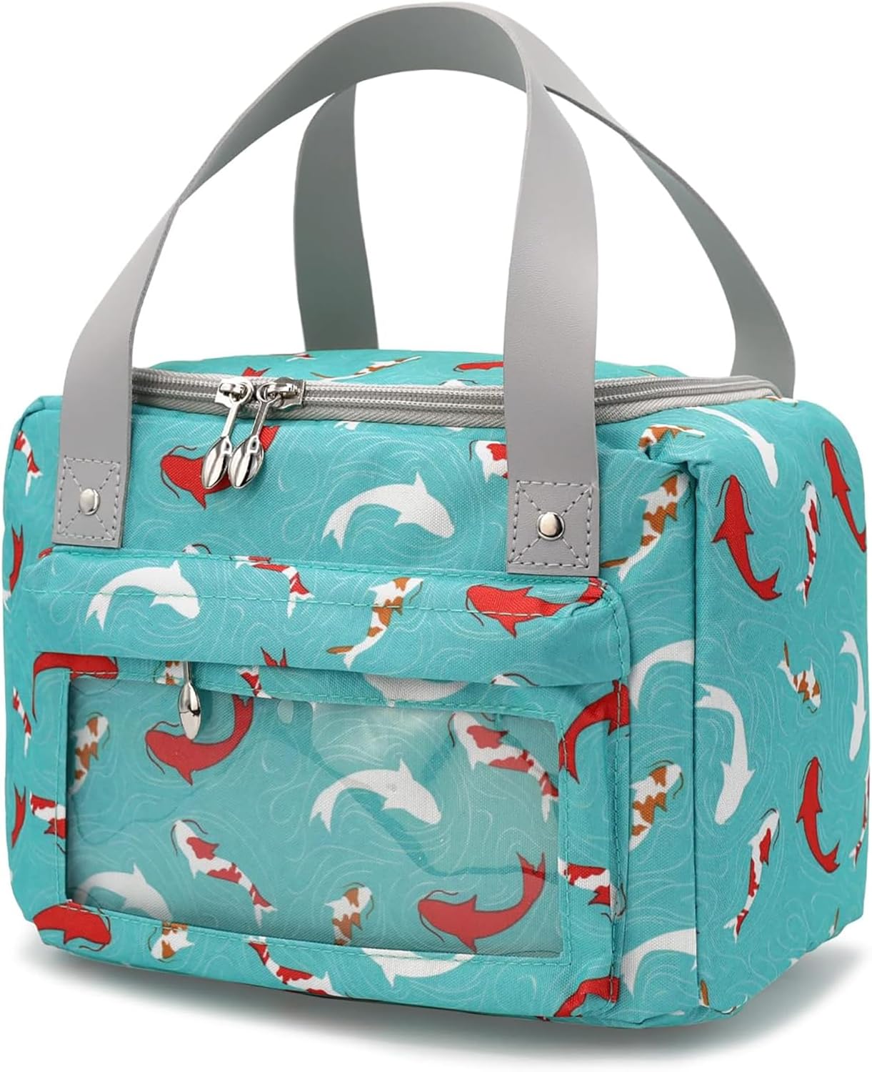 Women Lunch Bag for School Picnic Office Outdoor Gym (Green Dolphin)