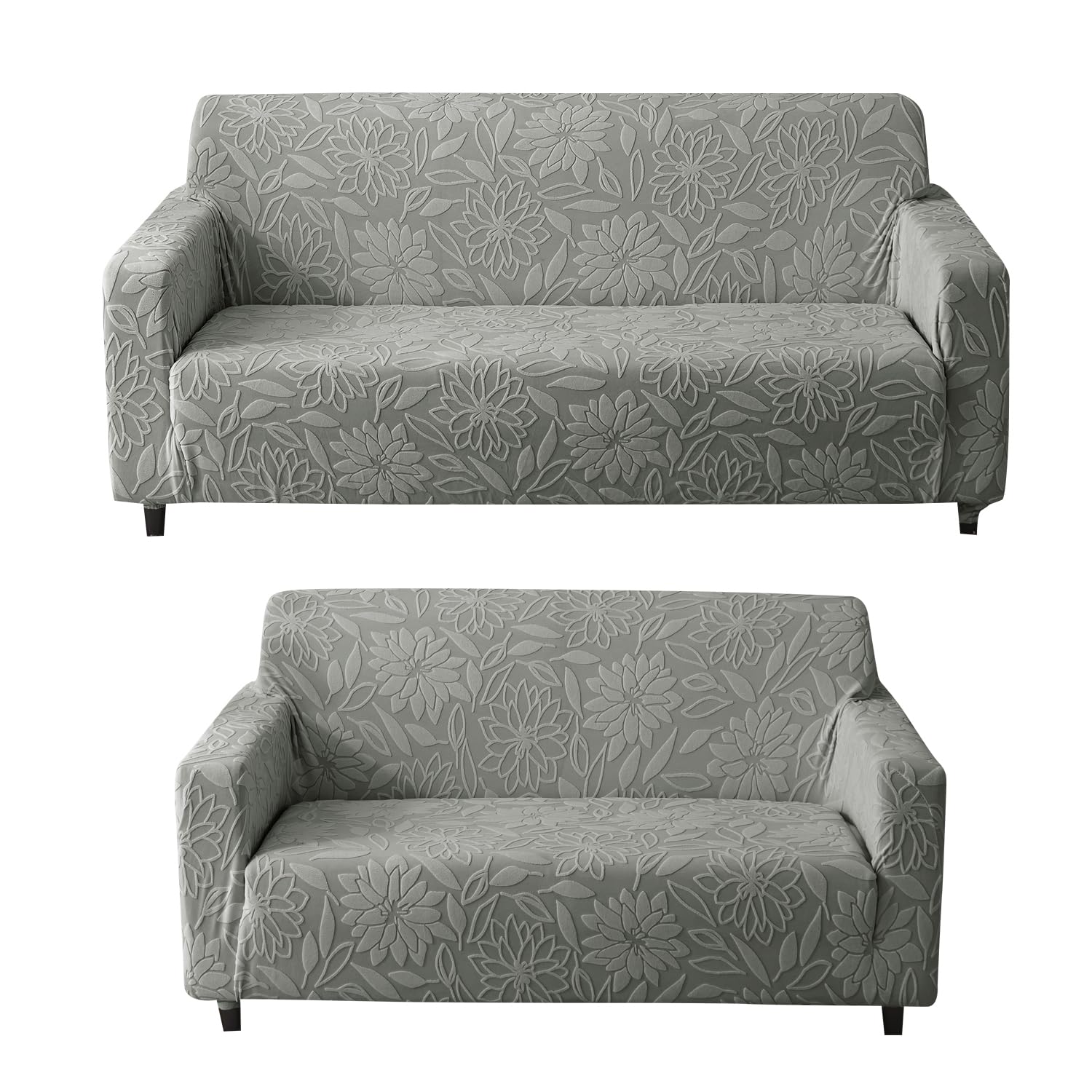 Universal Jacquard Waterproof Camellia 3 + 2 Seater Sofa Cover (Dark Grey)