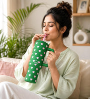1200ML Stainless Steel Tumbler with Handle & Lid, 2 Straws (Matcha Kiss)