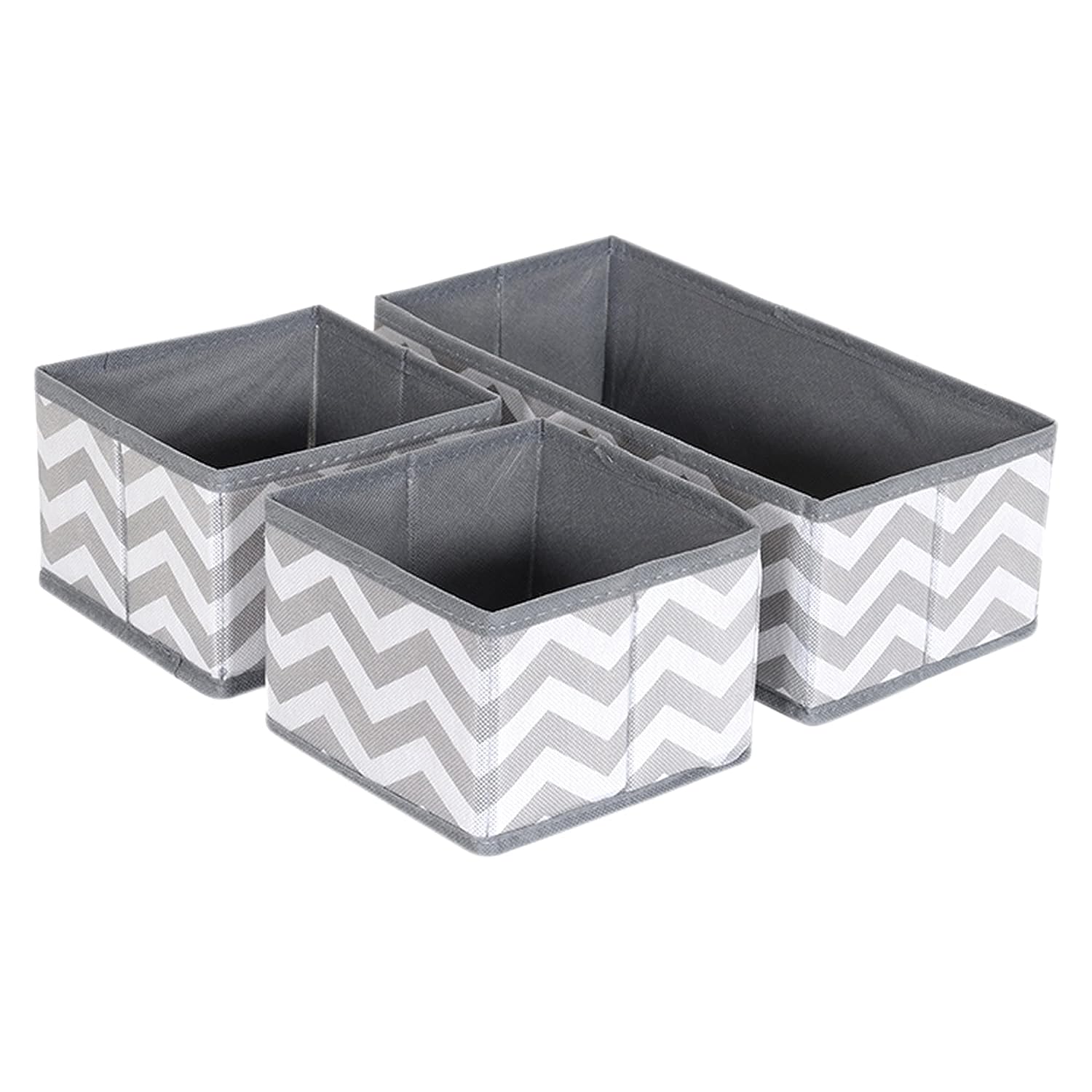 Storage Box/ Organizer Cube for Closet/ Dresser/ Drawer - Set of 3 Grey Wave