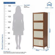 4-Tier Bookcase with Door Storage Rack - Brown