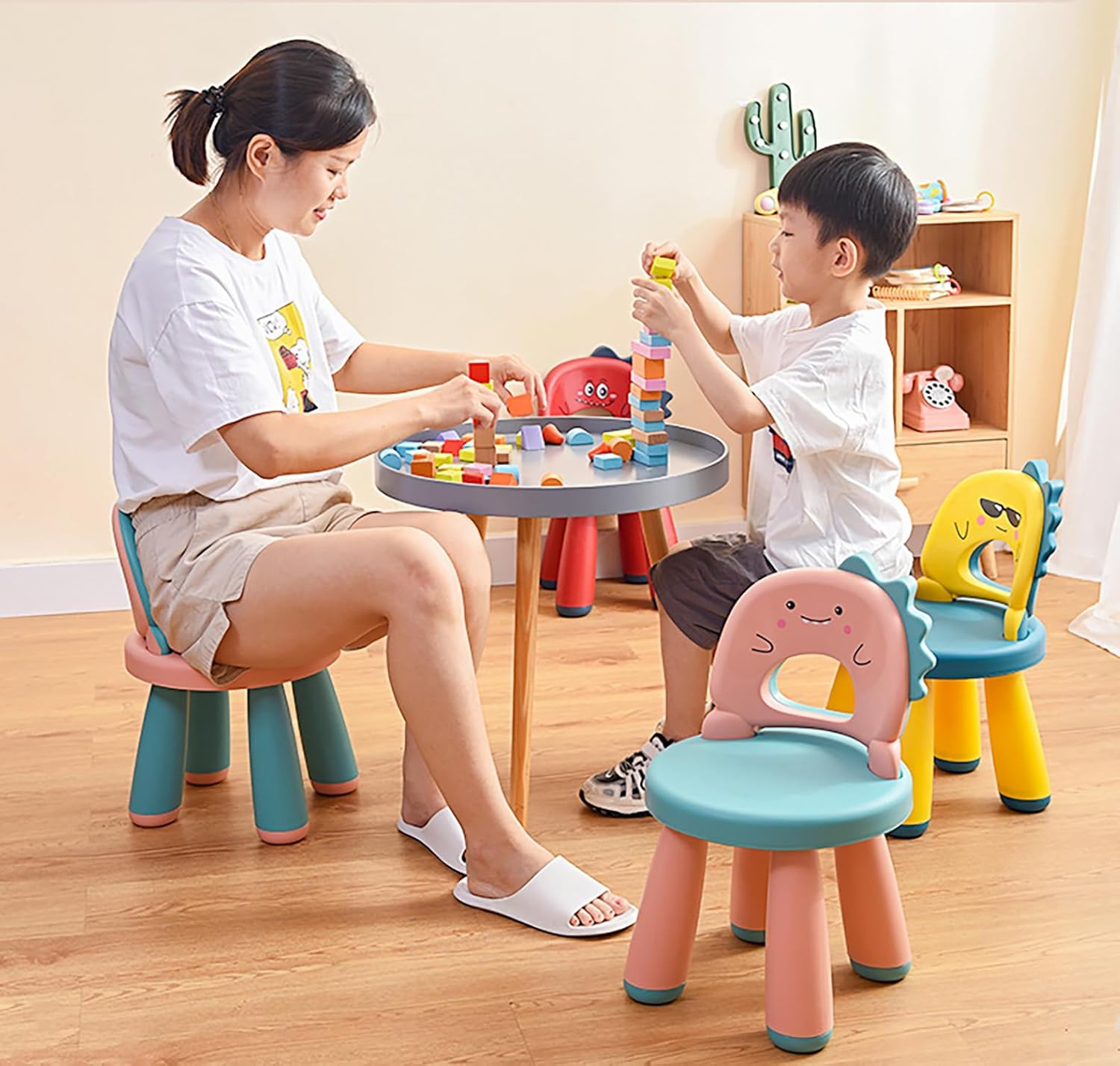 Detachable Baby Chair, Adjustable Backrest, Compact Chair & Stool for Toddlers