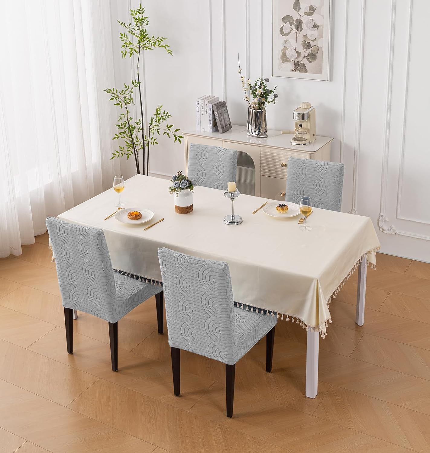 Premium Stretch Chair Cover – 220 GSM Jacquard Fabric (Grey)