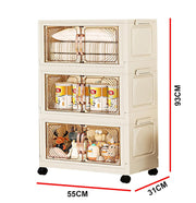 Storage Cabinet with Wheels, Rolling Organizer for Home ( 55CM, Cream)