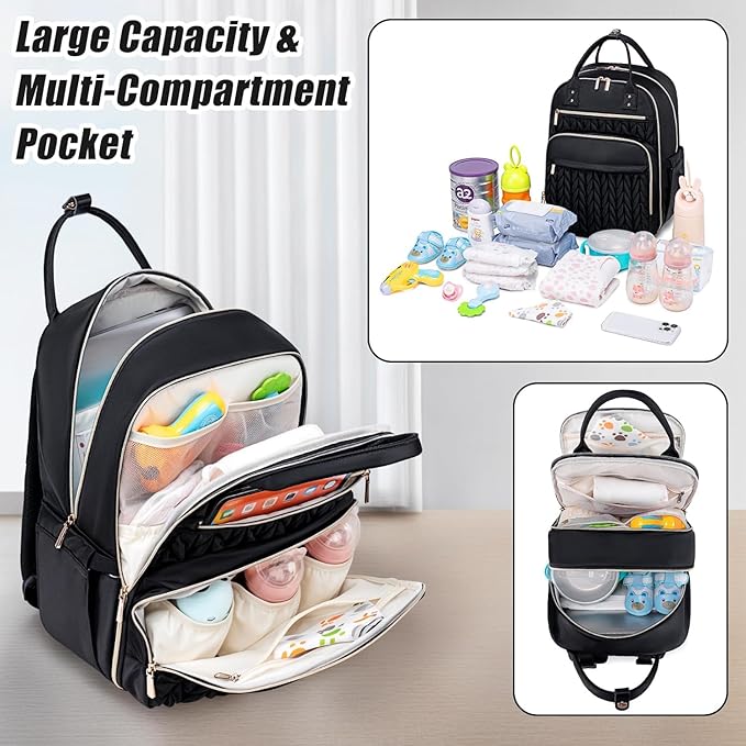 Diaper Bag Backpack for Baby – Waterproof Travel Baby Bag with Changing Pad
