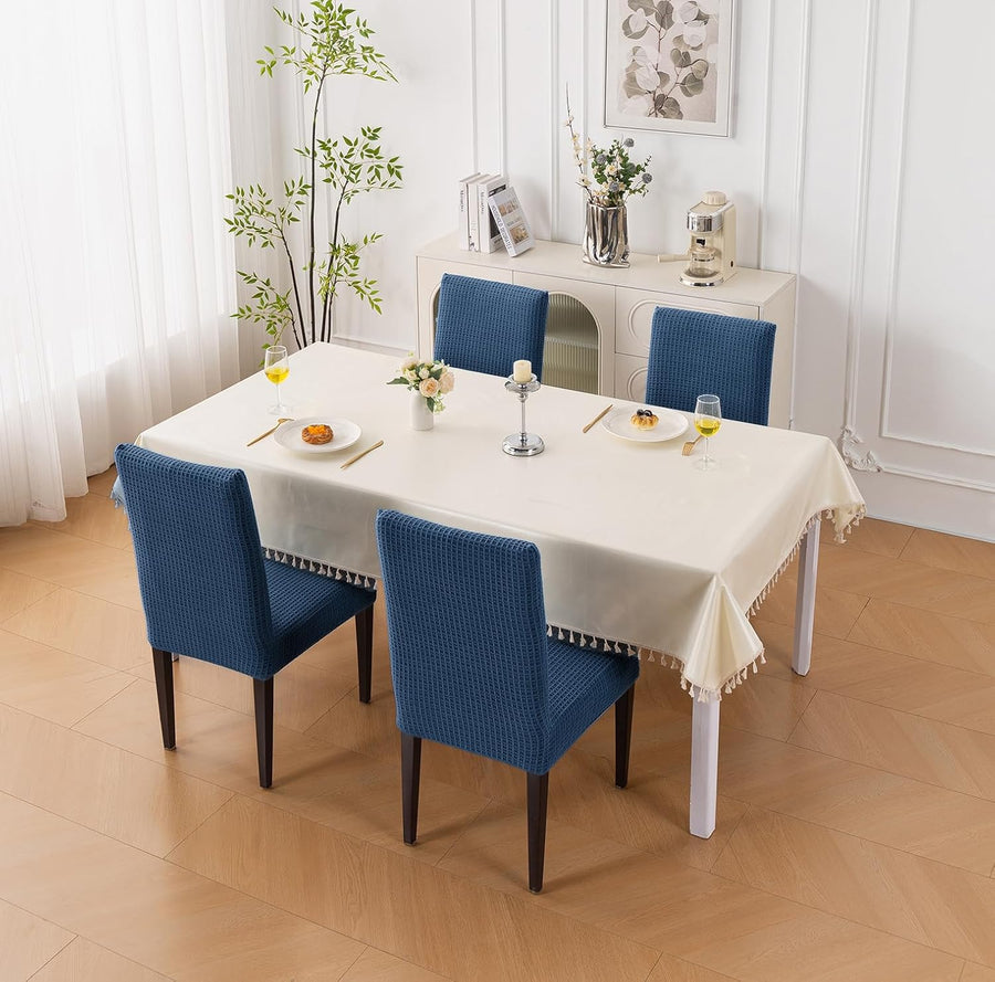 Decorative Dining Chair Cover 220 GSM Stretch Jacquard Fabric (Navy)