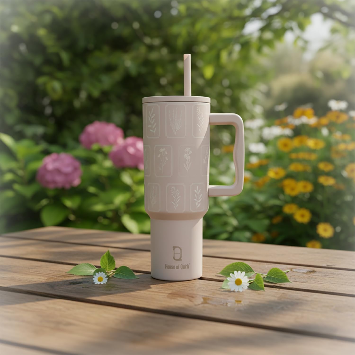 New Stylish Stainless Steel Tumbler with Lid, Handle & Straws - (1200 ML)