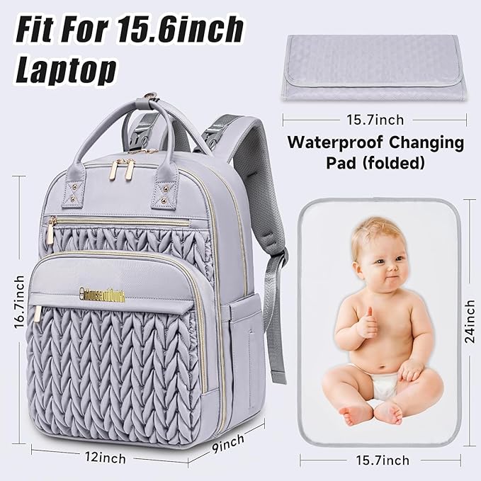 Diaper Bag Backpack for Baby – Waterproof Travel Baby Bag with Changing Pad