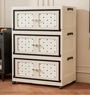 Multifunctional Folding Storage Box Cabinet with Doors and Wheels (65cm)