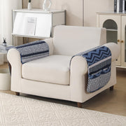 'Aura Petal Series' Quilted Sofa Mat Printed – Anti Slip (Boho Navy)