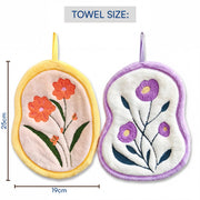 Tulip Flower Shaped Hanging Towels Set of 2 (Purple/Yellow)