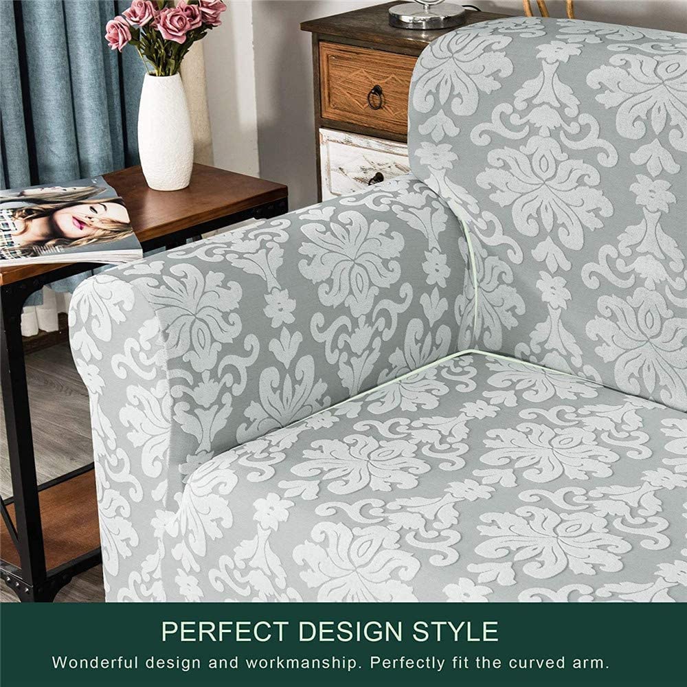 Jacquard Damask Sofa Slipcovers (Pastel Green)