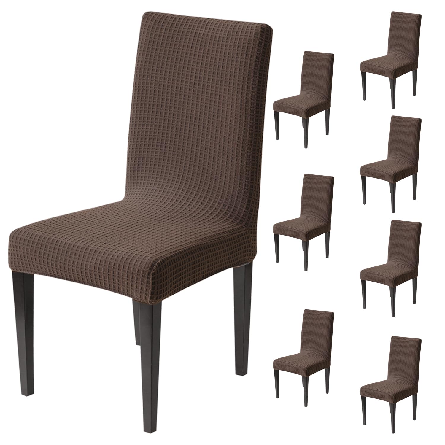 Decorative Dining Chair Cover – 220 GSM Stretch Jacquard Fabric (Brown)