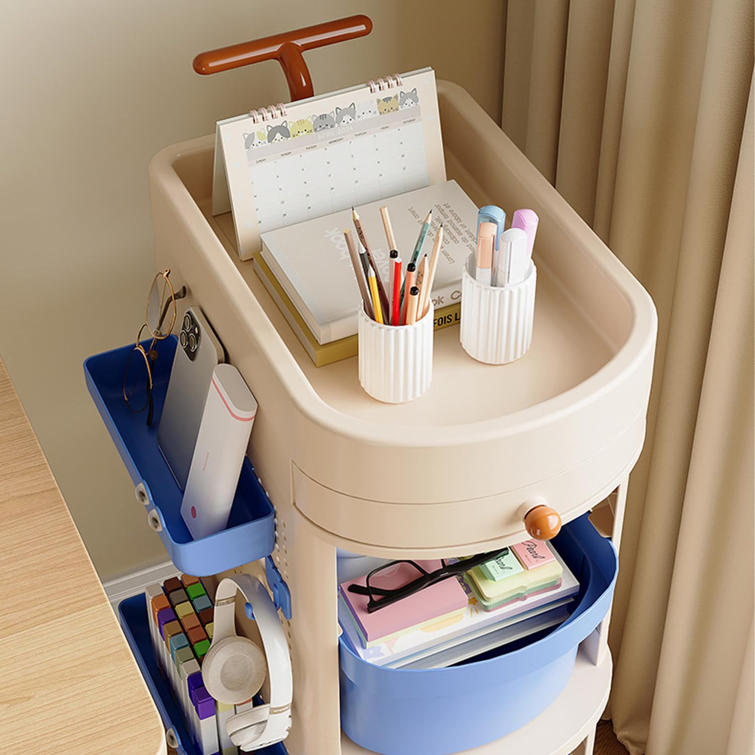 Portable Bookshelf Storage Trolley Multifunctional Utility Organizer