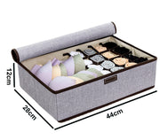 Innerwear Organizer 16+1 Compartment  Foldable Fabric Storage Box(44 x 28 x 12 cm Linen Grey Cream)