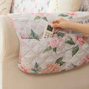 Gulnaar Series Anti-Slip Sofa Cover Mat with Pocket – Polyester Couch Protector(Rose Bloom)