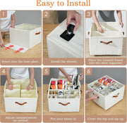 Transparent Storage Box with Wheels & 16 Adjustable Dividers