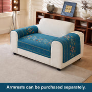 Rangoli Series Chenille Bohemia Couch Cover Quilted Non-Slip Washable Sofa Slipcover (Blue)