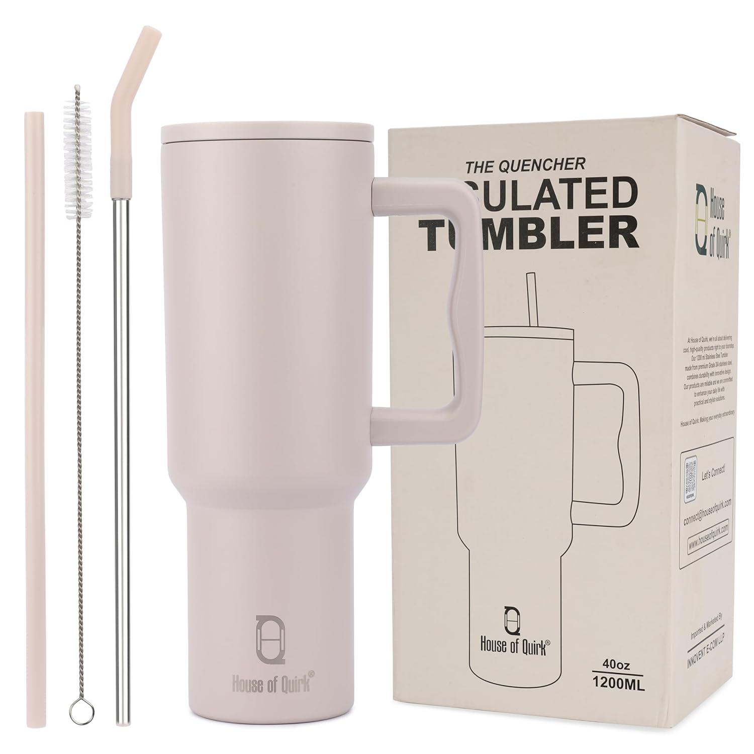 Stainless Steel Vacuum Insulated Tumbler with Straw and Lid & Handle - (1200 ML)