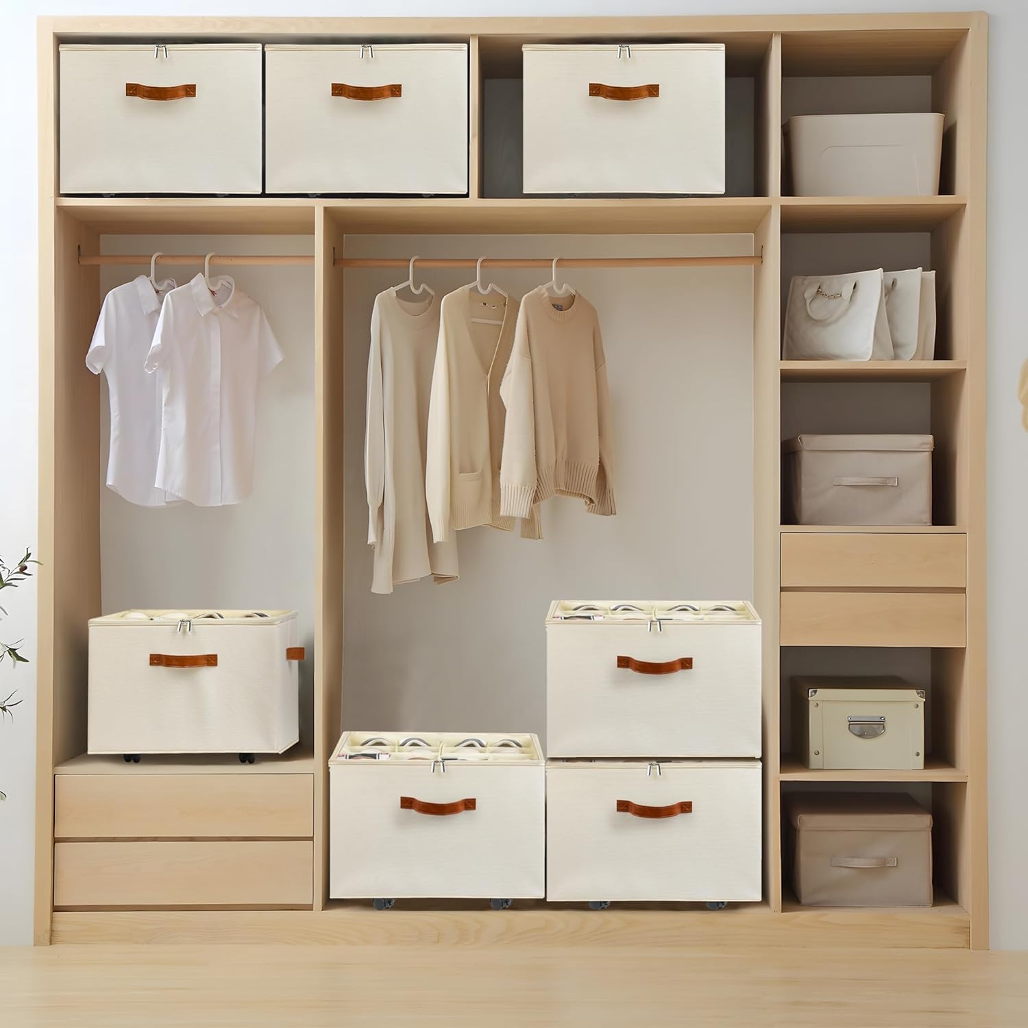 Transparent Storage Box with Wheels & 16 Adjustable Dividers