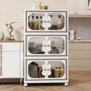 3 Layer Storage Box Wardrobe with Wheels (45cm, White)