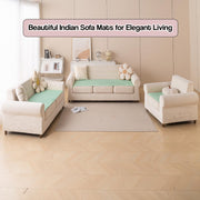 Printed Sofa Cover for Indian Sofa Set Quilted, Washable & Durable (Green Autumn)