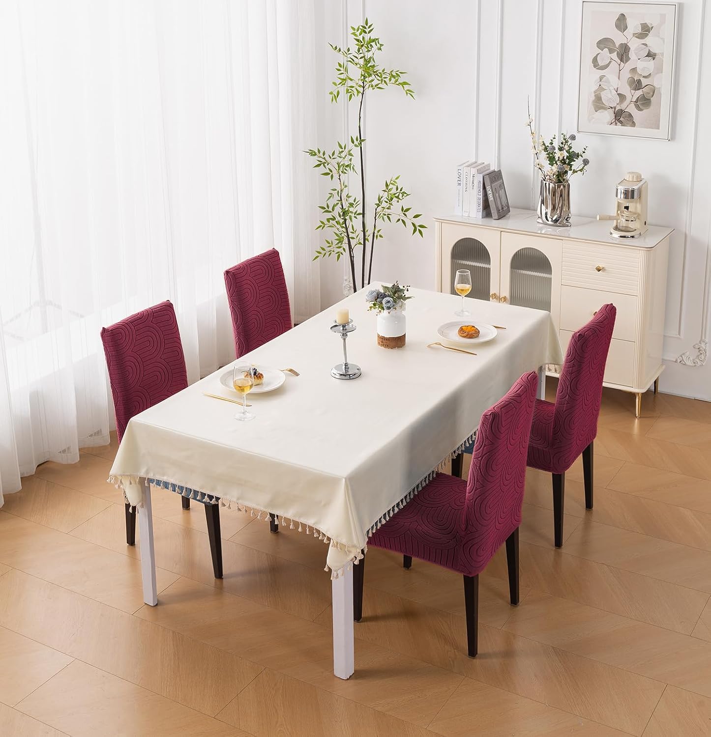 Premium Stretch Chair Cover – 220 GSM Jacquard Fabric (Maroon)