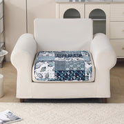 'Aura Petal Series' Quilted Sofa Mat Printed – Anti Slip (Paisley Blue)