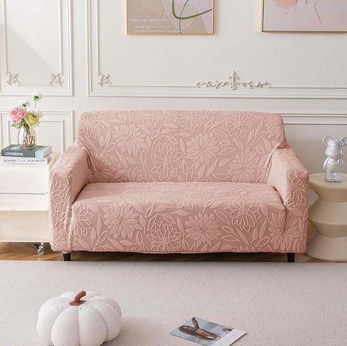 Universal Jacquard Waterproof Camellia Fabric Sofa Cover (Pink)