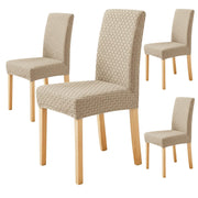 Stylish Jacquard Dining Chair Cover – 220 GSM Stretch Fabric,(Khaki)