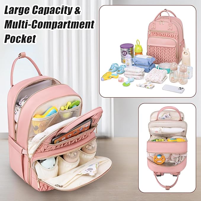 Diaper Bag Backpack for Baby – Waterproof Travel Baby Bag with Changing Pad