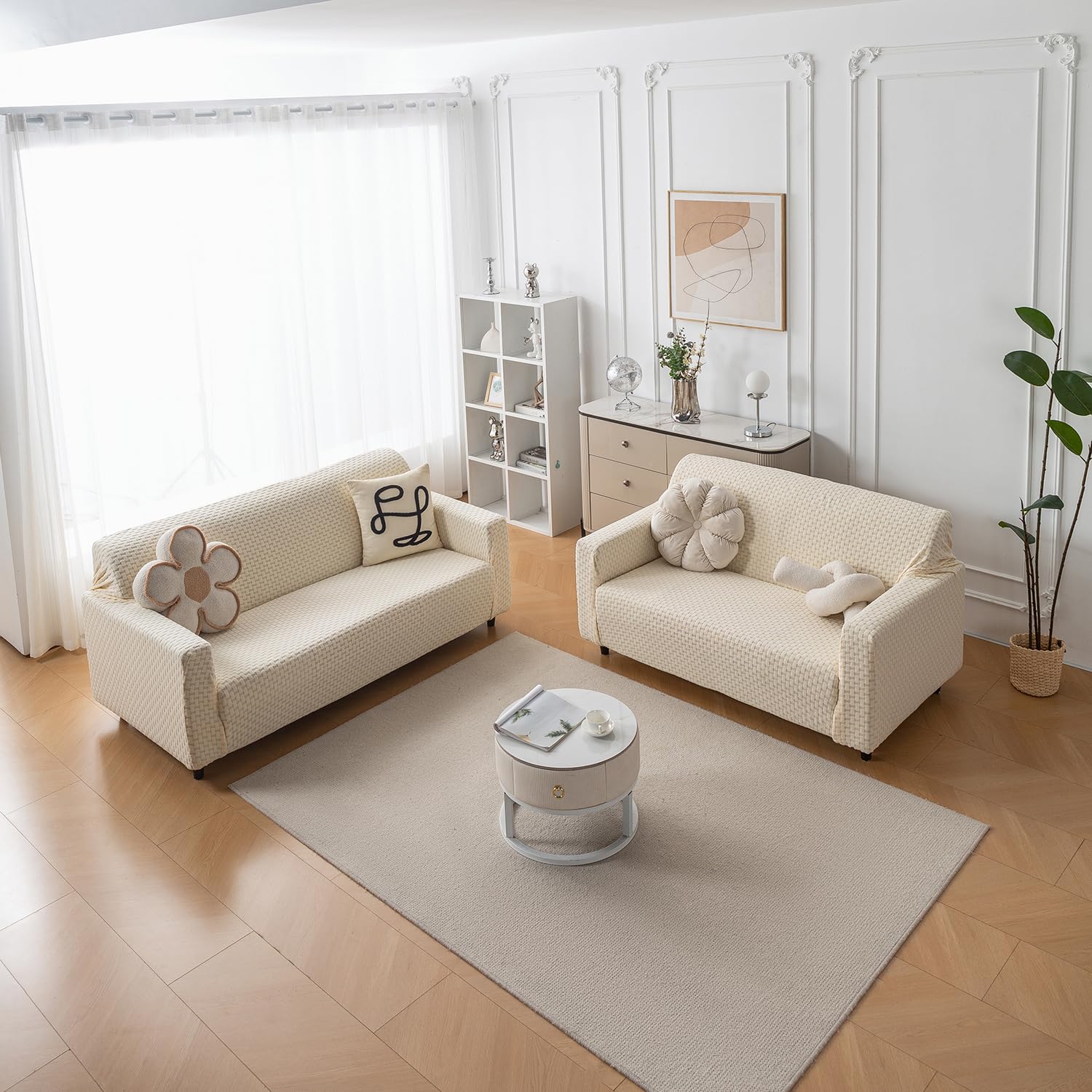 Elegant Jacquard Fabric 220 GSM Sofa Cover (3+1+1)