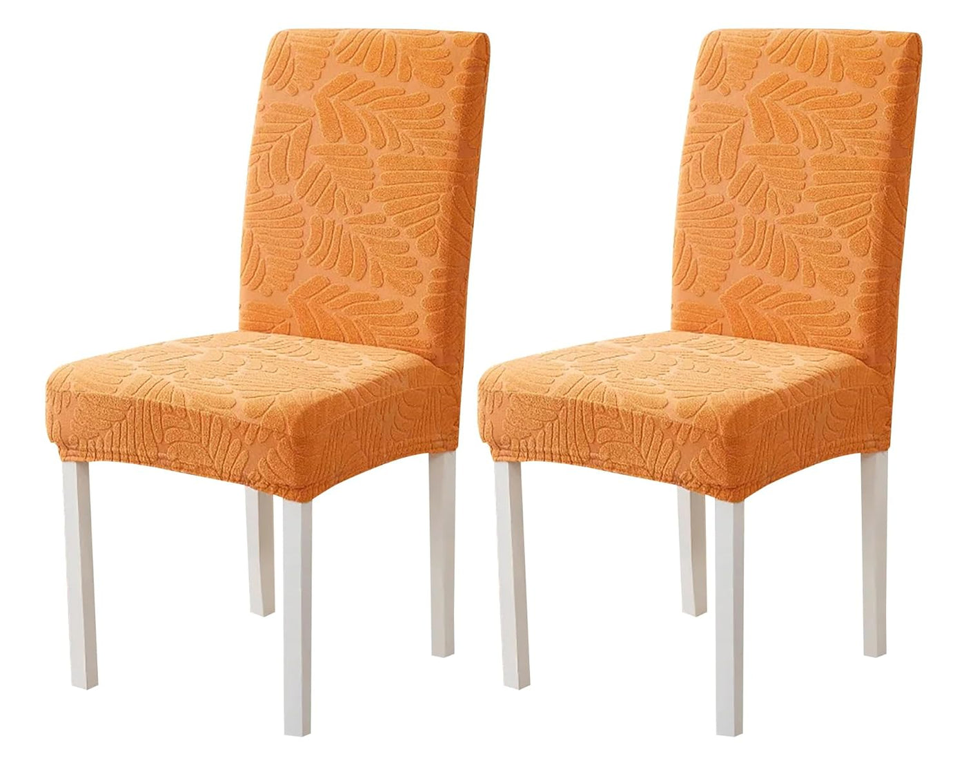 Jacquard Leaf Chair Cover- Orange