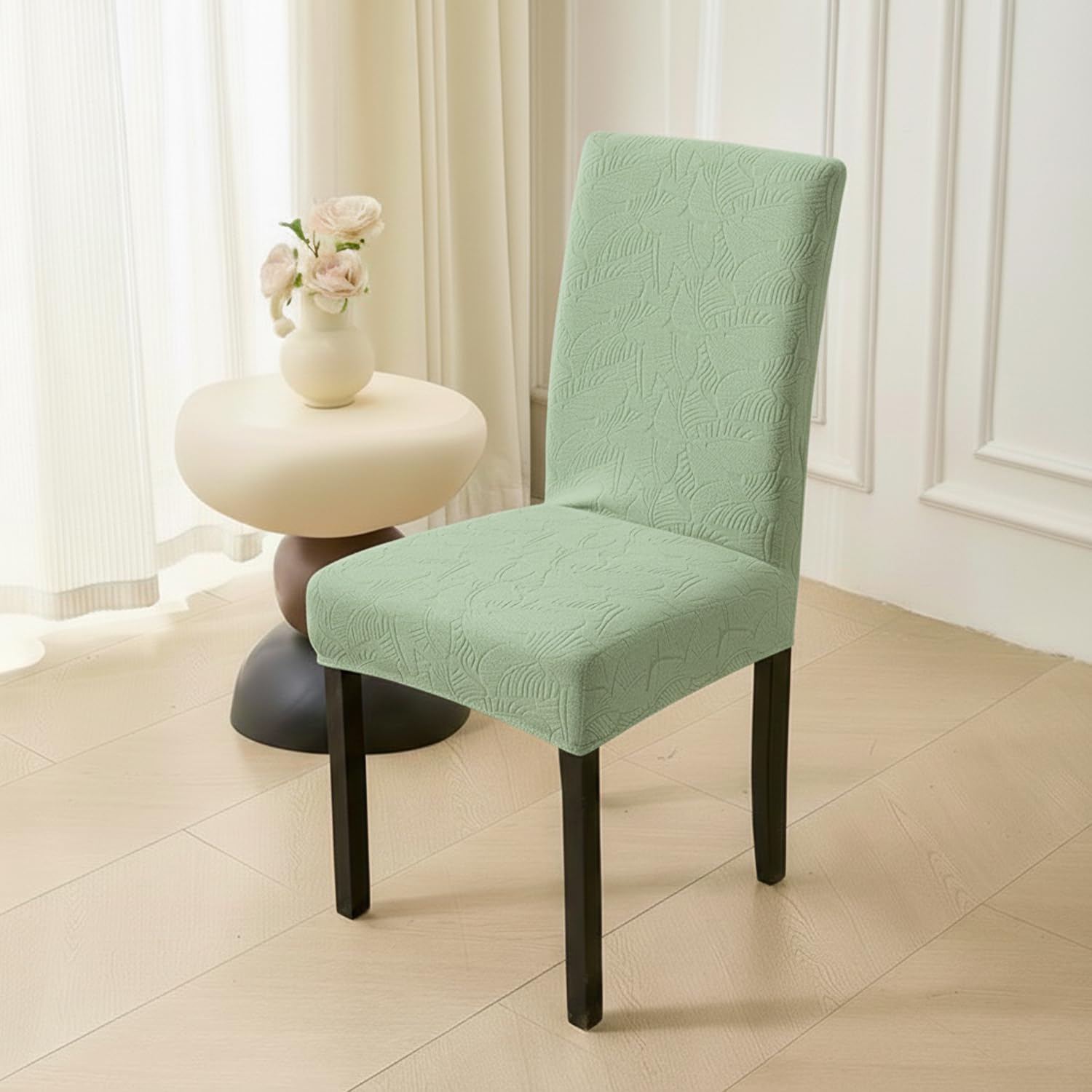 Stretchable Jacquard Dining Chair Cover – Universal Fit, 220 GSM-Green