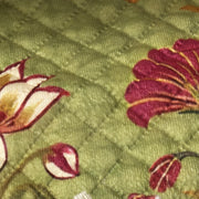 IKATRA Series Quilted Printed Sofa Cover for Indian Sofa Set with Side Pocket (Green Lotus)