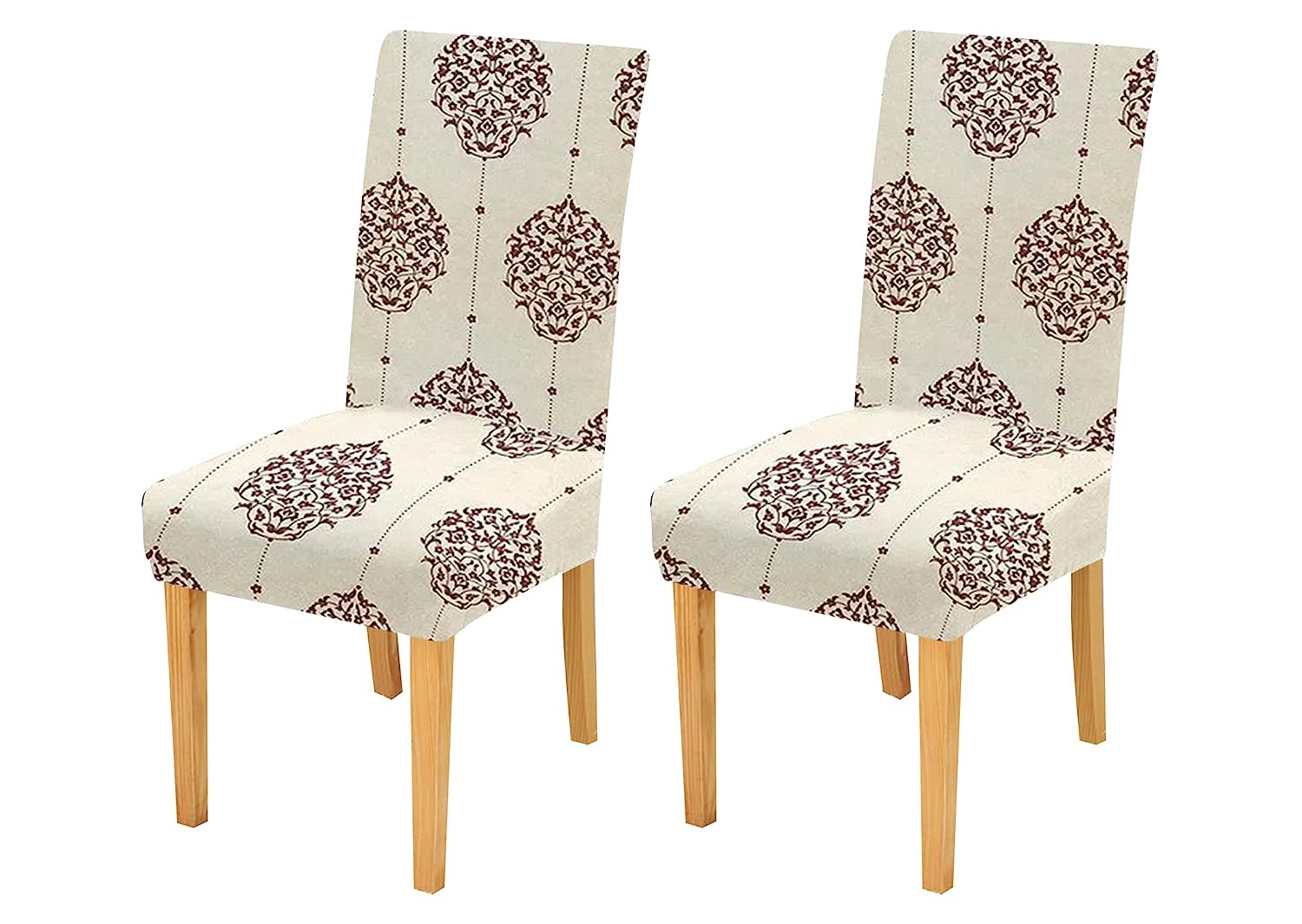 Elastic Chair Cover-Cream Brocade