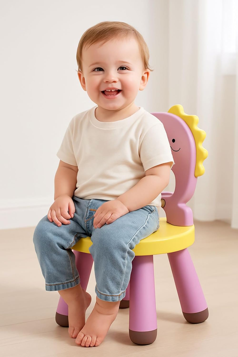 Detachable Baby Chair, Adjustable Backrest, Compact Chair & Stool for Toddlers