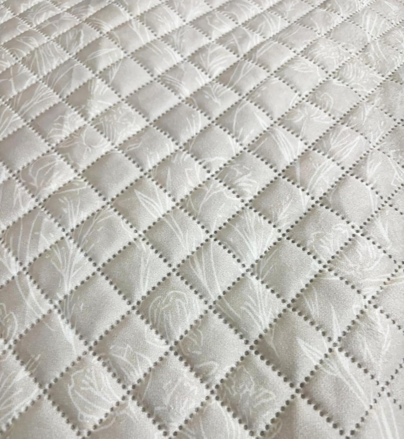 Printed Sofa Cover for Indian Sofa Set Quilted, Washable & Durable (Beige Stem)